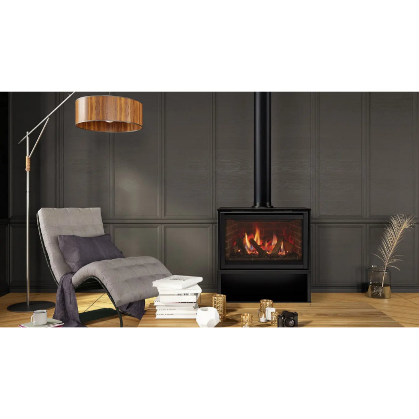 Majestic Ruby 30" Direct Vent Freestanding  Gas Fireplace With Steel Cabinet and IntelliFire Touch Ignition System