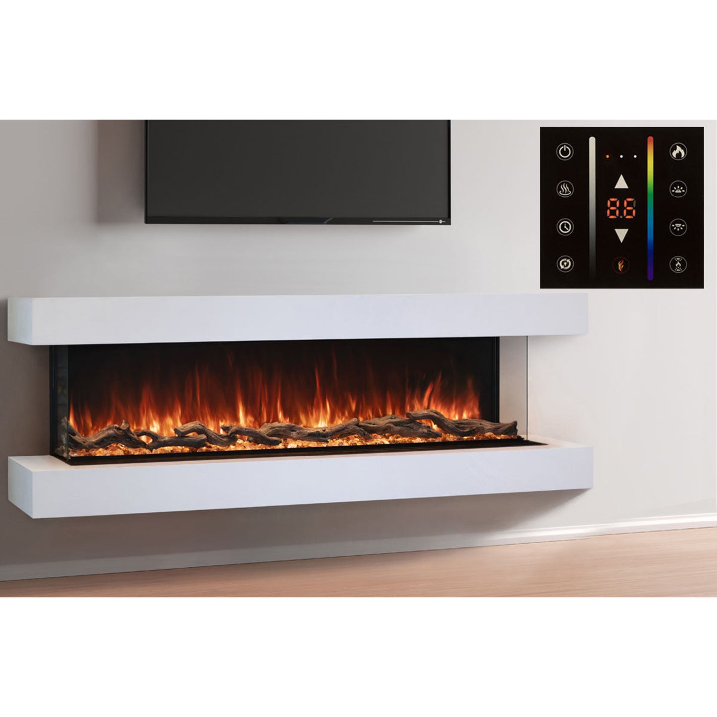 Modern Flames Landscape Pro 58'' Electric Fireplace Wall Mount Studio Suite | White Ready to Paint