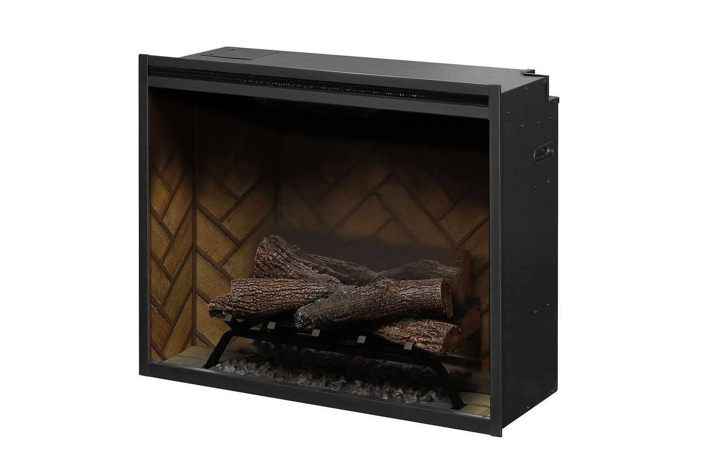 Dimplex Revillusion 30 inch Built-In Electric Firebox | Herringbone Brick with Glass Pane and Plug Kit